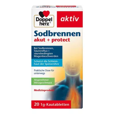 DOPPELHERZ Heartburn acute+protect purutabletit, 20 kpl DOPPELHERZ Heartburn acute+protect purutabletit, 20 kpl