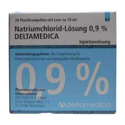 NATRIUMCHLORID-0,9-prosenttinen liuos Deltamedica Luer Pl., 20X10 ml NATRIUMCHLORID-0,9-prosenttinen liuos Deltamedica Luer Pl., 20X10 ml
