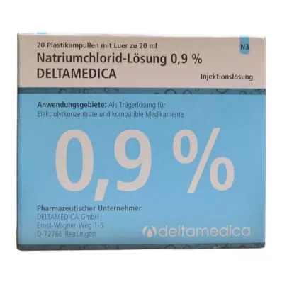 Natriumkloridiliuos 0,9 % Deltamedica Luer Pl., 20X20 ml Natriumkloridiliuos 0,9 % Deltamedica Luer Pl., 20X20 ml