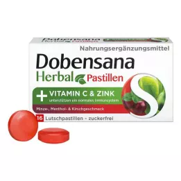 DOBENSANA Herbal Cherry Paste Vit.C &amp; Zinc Pastil., 16 kpl