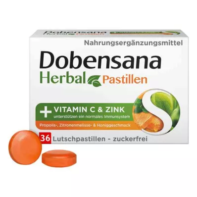 Dobensana Herbal Honey Vitamins C &amp; Sinkkipastiili.(36 kpl)