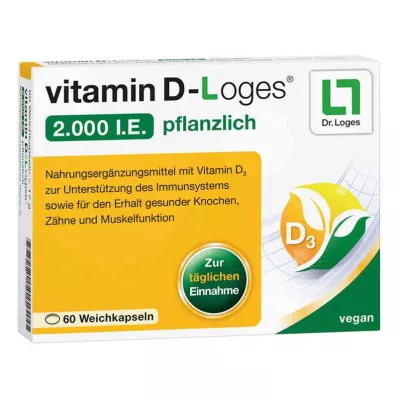VITAMIN D-LOGES 2,000 I.U. kasvissyöjän pehmeät kapselit, 60 kpl VITAMIN D-LOGES 2,000 I.U. kasvissyöjän pehmeät kapselit, 60 kpl