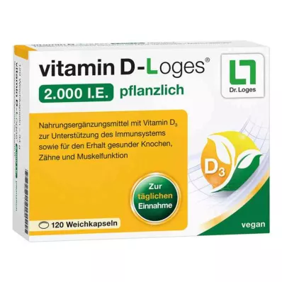 VITAMIN D-LOGES 2,000 I.U. kasvissyöjäpehmytkapselit, 120 kpl