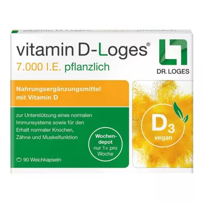 Vitamin D-Loges 7000 IU kasvipohjainen viikoittainen varasto, 90 kpl Vitamin D-Loges 7000 IU kasvipohjainen viikoittainen varasto, 90 kpl