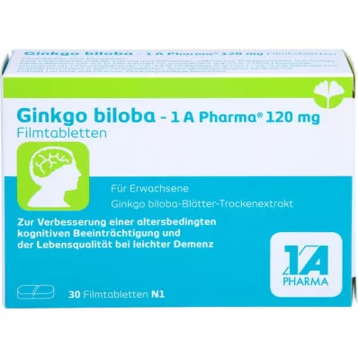 GINKGO BILOBA-1A Pharma 120 mg kalvopäällysteiset tabletit, 30 kapselia