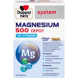 DOPPELHERZ Magnesium 500 Depot järjestelmätabletit, 30 kpl