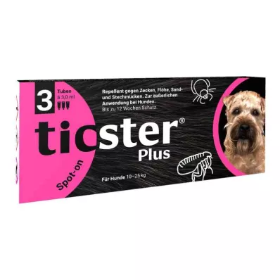 TICSTER Plus Spot-on-liuos koiralle 10-25 kg, 3X3 ml