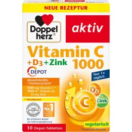 DOPPELHERZ C-vitamiini 1000+D3+Sinkki-depottabletit, 30 kpl