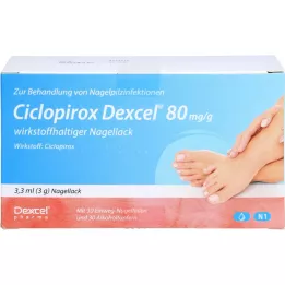 CICLOPIROX Dexcel 80 mg/g vaikuttava aine kynsilakka, 3,3 ml