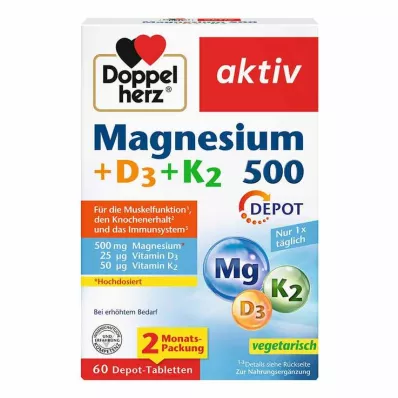 Doppelherz Magnesium 500 + D3 + K2 Depot tabletit, 60 kpl Doppelherz Magnesium 500 + D3 + K2 Depot tabletit, 60 kpl