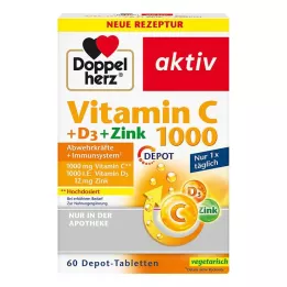 DOPPELHERZ C-vitamiini 1000+D3+sinkki depottabletit, 60 kapselia