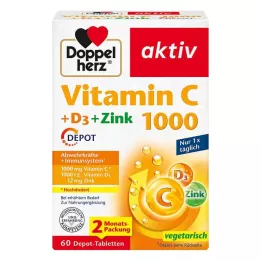 DOPPELHERZ C-vitamiini 1000+D3+sinkki depottabletit, 60 kapselia