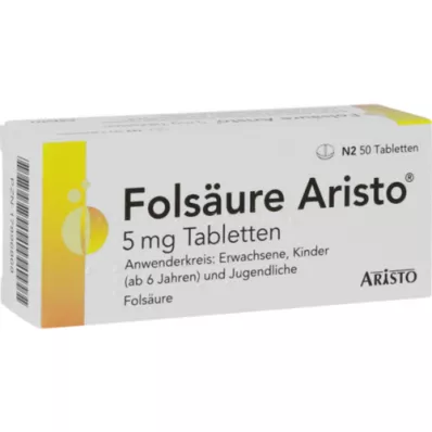 FOLSÄURE ARISTO 5 mg tabletit, 50 kpl