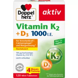 DOPPELHERZ K2+D3-vitamiini 1000 I.U. tablettia, 120 kpl