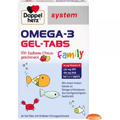 DOPPELHERZ Omega-3 geelitabletit perhe Erdb.Cit.system, 60 kpl