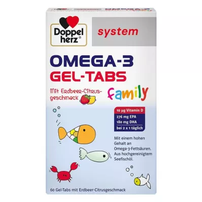 Doppelherz Omega-3 Gel-Tabs -perhe Strawberry Citrus system, 60 kpl Doppelherz Omega-3 Gel-Tabs -perhe Strawberry Citrus system, 60 kpl