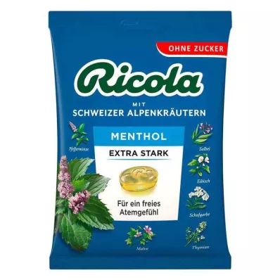 Ricola sokeriton pussi mentolia erittäin vahvoja karkkeja, 75 g