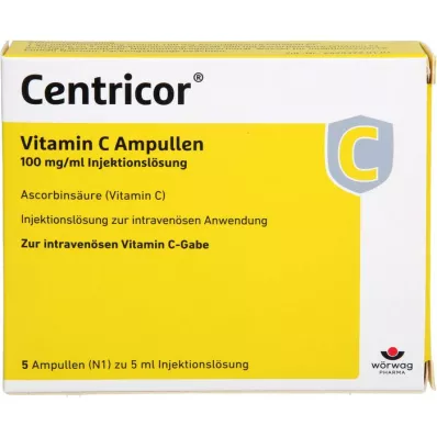 CENTRICOR C-vitamiiniampullit 100 mg/ml injektioliuos, 5X5 ml