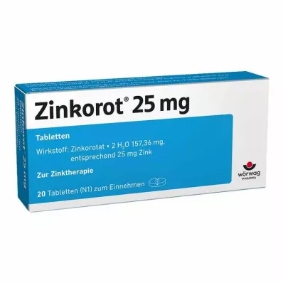 Zinkorot 25 mg suuriannoksiset sinkkitabletit, 20 kpl Zinkorot 25 mg suuriannoksiset sinkkitabletit, 20 kpl
