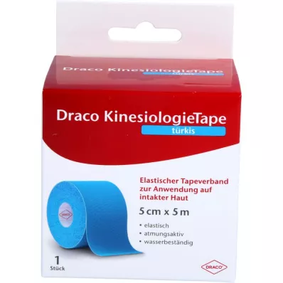 DRACO KINESIOLOGIETAPE 5 cmx5 m turkoosi, 1 kpl