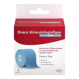 DRACO KINESIOLOGIETAPE 5 cmx5 m turkoosi, 1 kpl