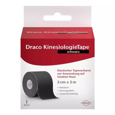 Draco kinesiologinen teippi 5 cmx5 m musta, 1 kpl