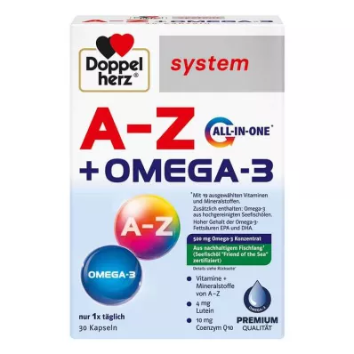 Doppelherz A-Z + Omega-3 all-in-one -järjestelmän kapselit, 30 kpl