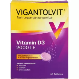 VIGANTOLVIT 2000 I.U. D3-vitamiinia sisältäviä poreilevia tabletteja, 60 kpl