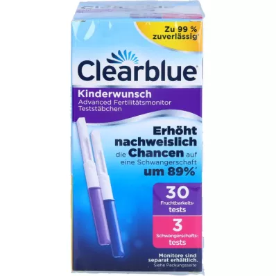 CLEARBLUE Hedelmällisyyttä mittaavat testitikut 30+3, 33 kpl