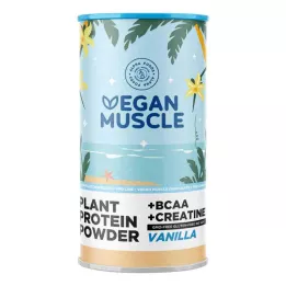 VEGAN MUSCLE Proteiini Vanilja Proteiini+Kreatiinijauhe, 600 g