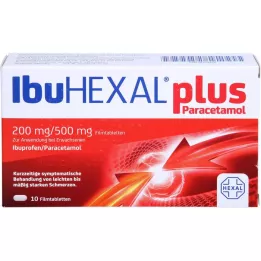 IBUHEXAL plus parasetamoli 200 mg/500 mg kalvopäällysteiset tabletit, 10 kpl