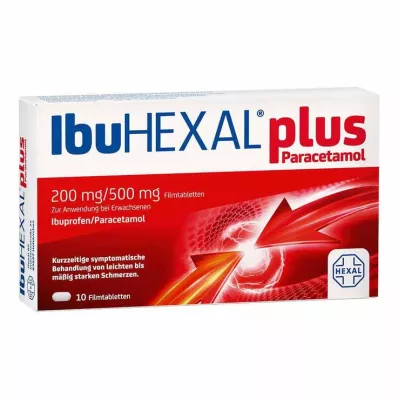IbuHEXAL plus parasetamol 200 mg/500 mg kalvopäällysteiset tabletit, 10 kpl