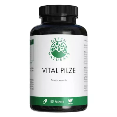 Green Naturals Vital Mushrooms Cordyceps Reishi vegaani, 180 kpl